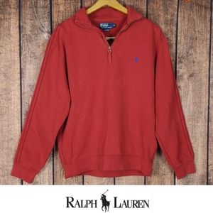 Vtg Polo Quarter Zip Men's Fleece Pullover Sweatshirt Excellent Condition